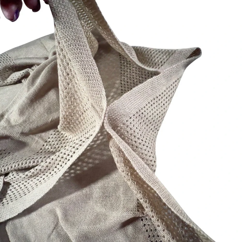 Vince Camuto Poncho Wrap Womens One Size Tan Beige Pointelle Mesh‎ Open Front